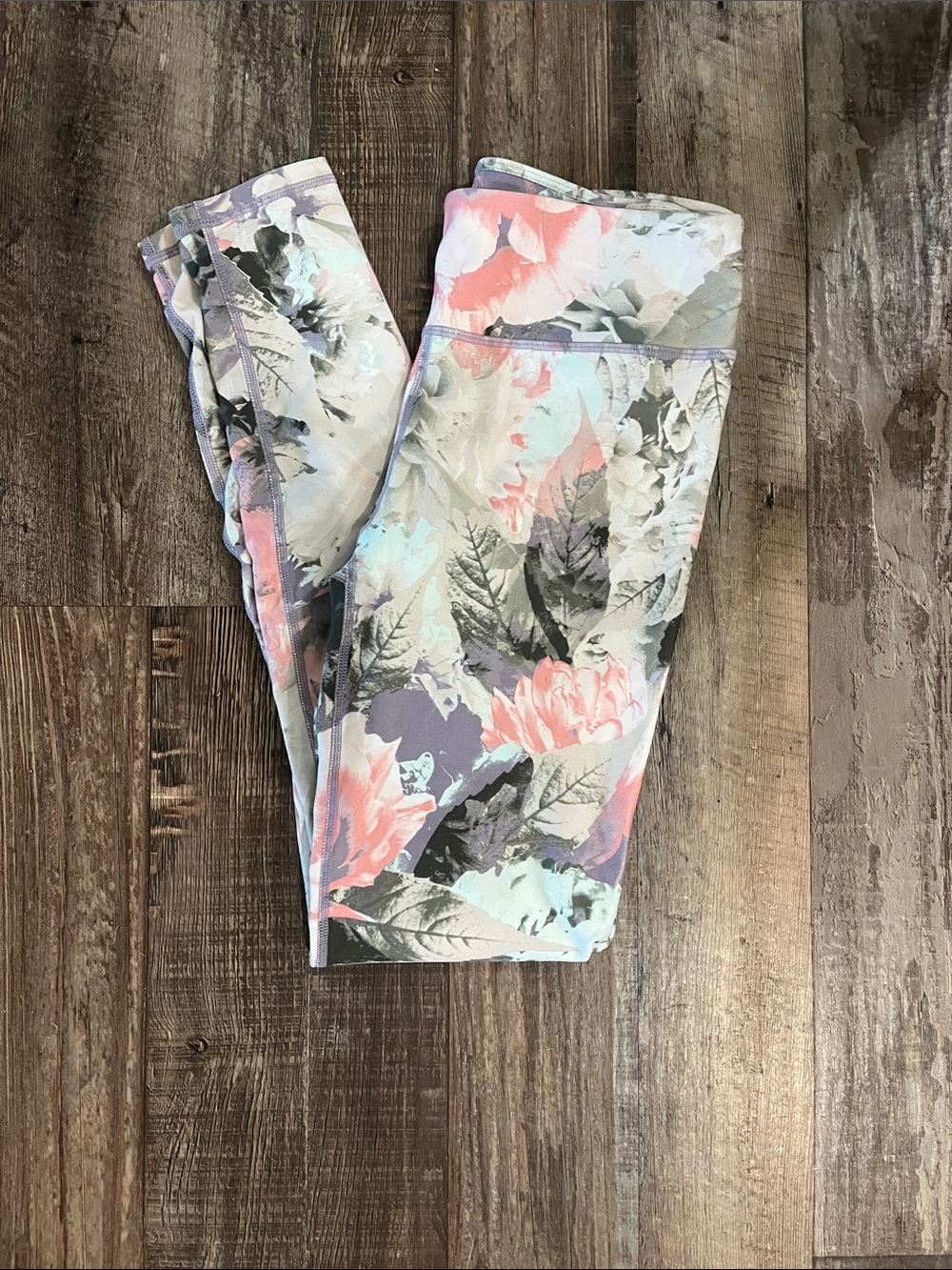 Fabletics Floral Leggings in Pink, Mint & Gray